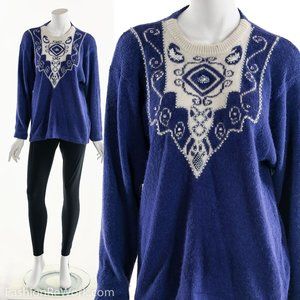 Southwest Sweater, Vintage Western Sweater, Purple Western Sweater, Vintage Purp